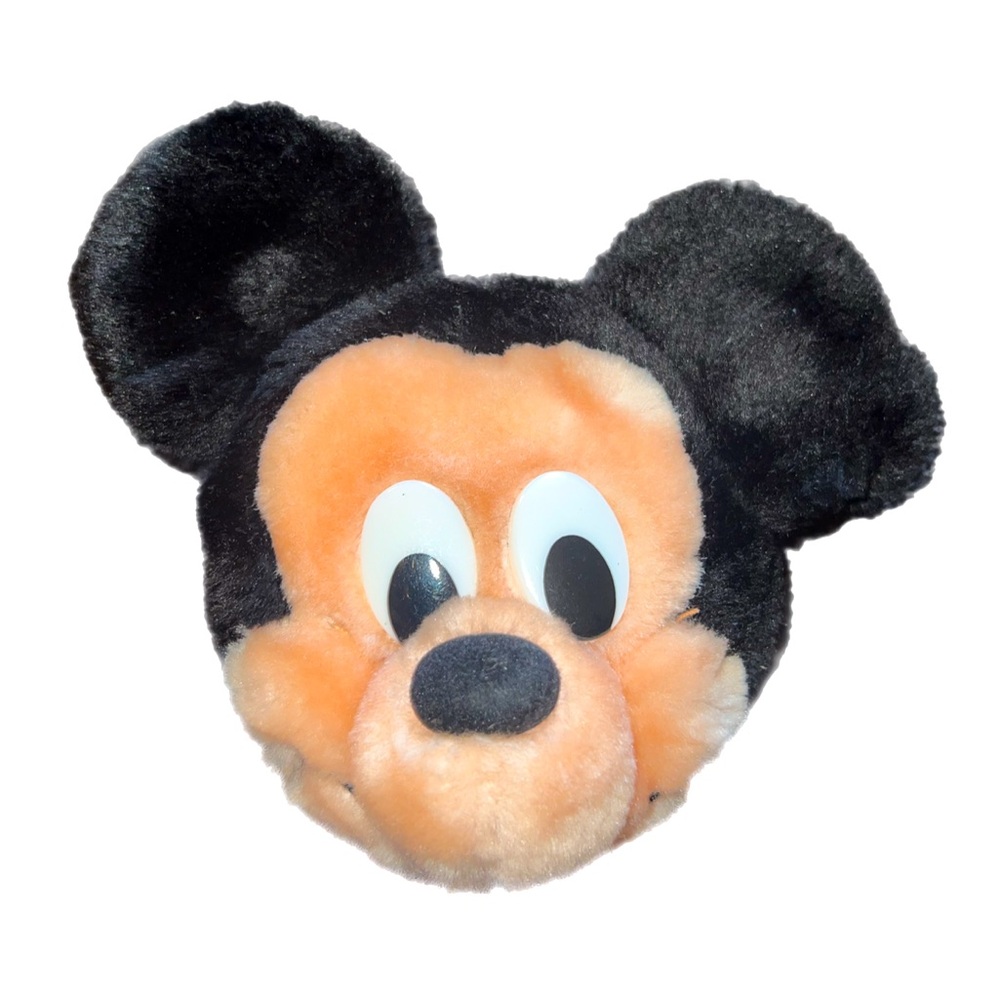 Vintage Plush Mickey Mouse Zippered Change Purse and Keychain